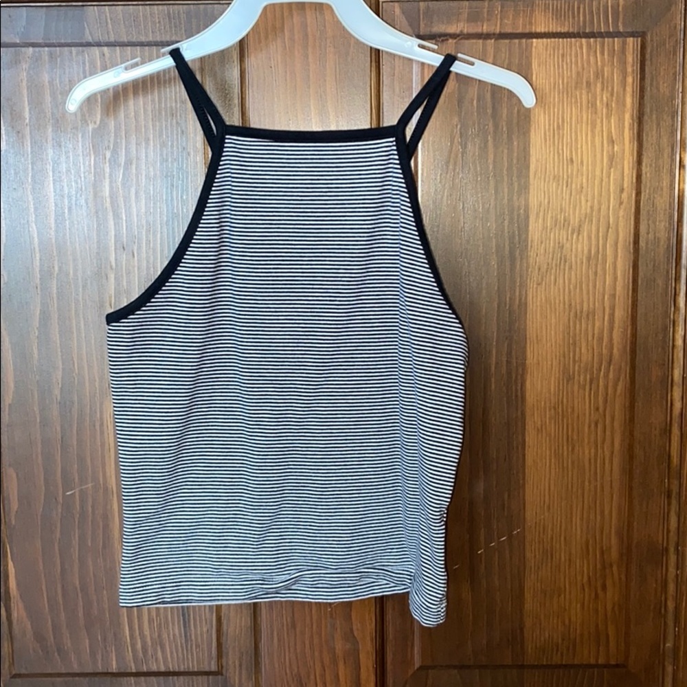 Black and White Striped Crop Top